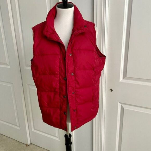 Lands' End Red Puffer Vest with Snap Closure Size Large - Picture 1 of 4